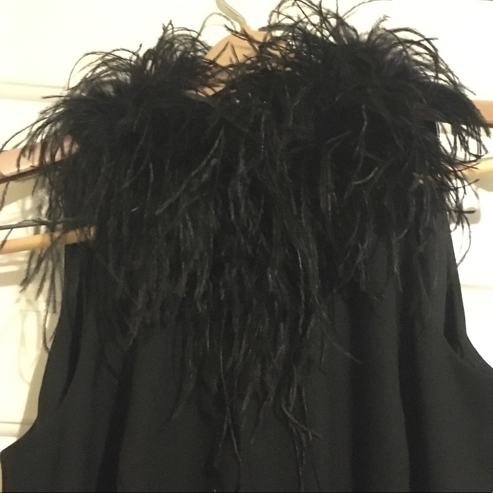Feather collar jumpsuit